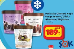 PATİSWİSS ÇİKOLATA KAPLI FUDGE TOPÇUK/ÇİLEK/AHUDUDU/BÖĞÜRTLEN DONDURMA 250 G